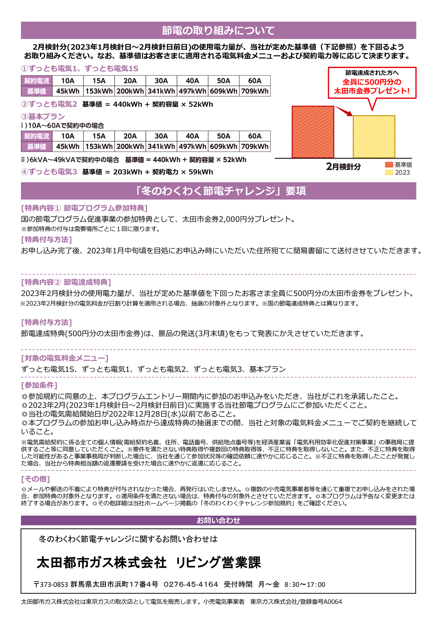 冬のわくわく節電プログラム